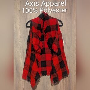 Women's Red and Black Plaid Cardigan